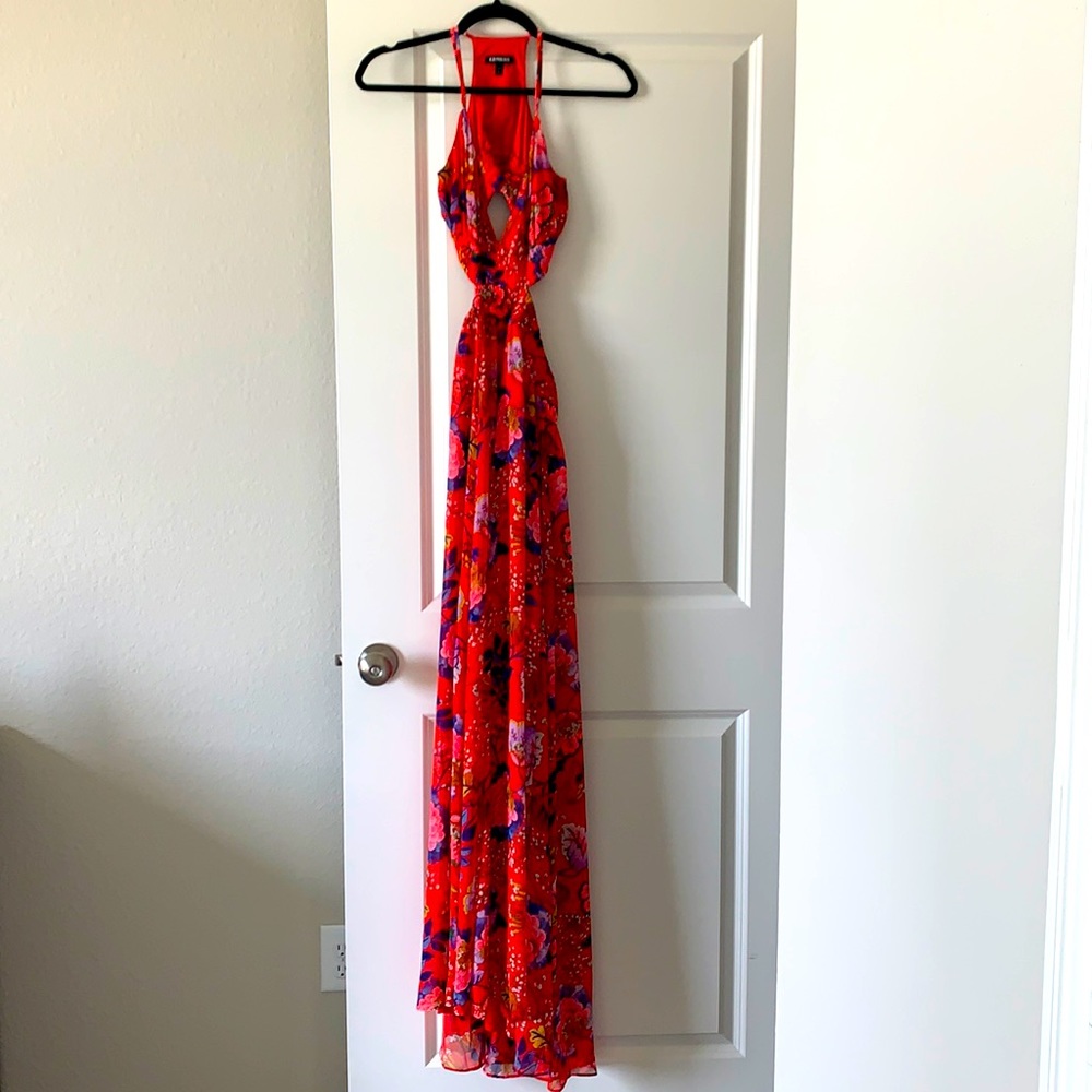 Express floral cut out maxi dress